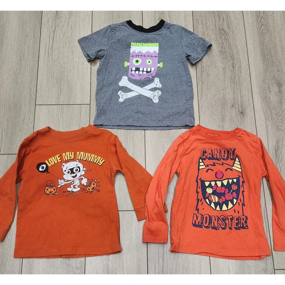 Halloween Toddler Shirt Lot 3T/4T Gymboree OshKosh Childrens Place Frankenstein
